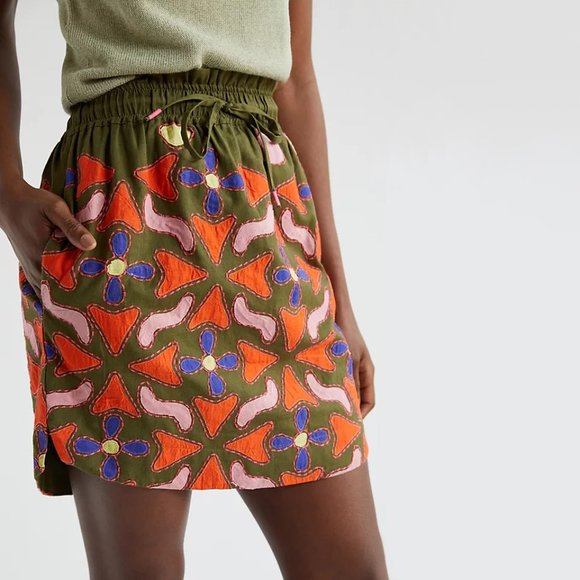 ANTHROPOLOGIE | Maeve | Embroidered Cotton and Linen Mini Skirt | NWT - Picture 1 of 3
